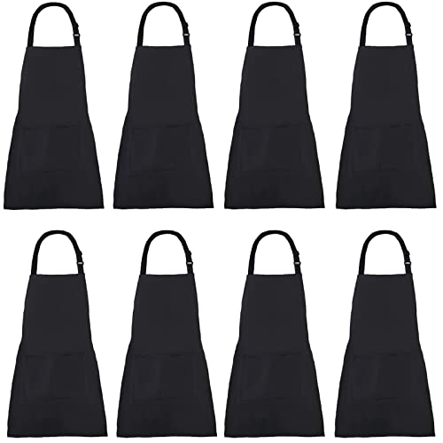 XIEJINJIA 8 Stück Kinder Schürze Wasserfest Verstellbar mit Taschen Koch Kind Kochen Backen Malen für Jungen und Mädchen Schwarz von XIEJINJIA
