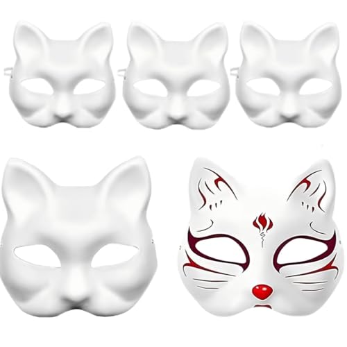 XIEXIESHER 5/10 Stück Katzenmasken zum Bemalen, DIY Weiße Maske, Fuchsmaske, Therian Mask, Theathermaske zum Bemalen Unbemalt Masken für Kinder Erwachsene Karneval,Weihnachten Fasching, Party Cosplay XIEXIESHER 5/10 Stück Katzenmasken zum Bemalen, DIY Weiße Maske, Fuchsmaske, Therian Mask, Theathermaske zum Bemalen Unbemalt Masken für Kinder Erwachsene Karneval,Weihnachten Fasching, Party Cosplay von XIEXIESHER