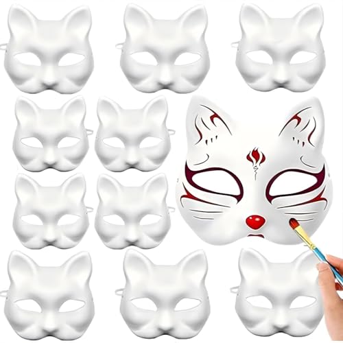 XIEXIESHER 5/10 Stück Katzenmasken zum Bemalen, DIY Weiße Maske, Fuchsmaske, Therian Mask, Theathermaske zum Bemalen Unbemalt Masken für Kinder Erwachsene Karneval,Weihnachten Fasching, Party Cosplay XIEXIESHER 5/10 Stück Katzenmasken zum Bemalen, DIY Weiße Maske, Fuchsmaske, Therian Mask, Theathermaske zum Bemalen Unbemalt Masken für Kinder Erwachsene Karneval,Weihnachten Fasching, Party Cosplay von XIEXIESHER