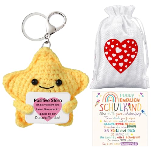 XIEXIESHER Einschulung Mädchen Geschenk, Positive Potato, Pocket Hug, Schultüte Füllung Mädchen, Schulkind 2025 Mädchen Glücksbringer Schulanfang Geschenke für Mädchen mit Grußkarte Geschenktüte von XIEXIESHER