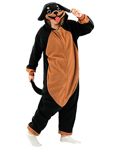XIGUAGUO Rottweiler Einteiler für Hunde, Cosplay, Kostüm, Erwachsene, Tier-Pyjama für Männer, Frauen, Mädchen, Jungen, Teenager, Rottweiler Einteiler für Hunde, L von XIGUAGUO