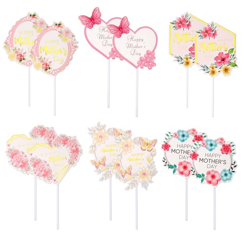 12stk Happy Mother's Day-Kuchenaufsatz, 6 Stile Schmetterling Blume Muttertags-Cupcake-Picks Flora-Kuchendekoration für Dessert Mama-Geburtstagsparty-Zubehör 12stk Happy Mother's Day-Kuchenaufsatz, 6 Stile Schmetterling Blume Muttertags-Cupcake-Picks Flora-Kuchendekoration für Dessert Mama-Geburtstagsparty-Zubehör von XIHIRCD