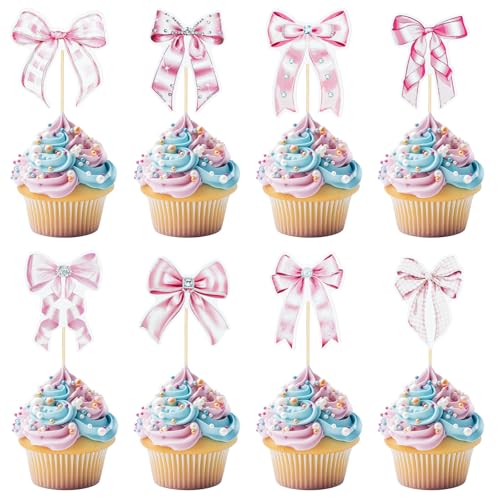 24 Stück Rosa Cupcake Deko Schleife, Papier Kuchen Topper Schleife Süß Kuchen Deko Schleife Cupcake-Topper mit Fliege für Hochzeiten Babypartys Dekorationen für Mädchengeburtstage 24 Stück Rosa Cupcake Deko Schleife, Papier Kuchen Topper Schleife Süß Kuchen Deko Schleife Cupcake-Topper mit Fliege für Hochzeiten Babypartys Dekorationen für Mädchengeburtstage von XIHIRCD