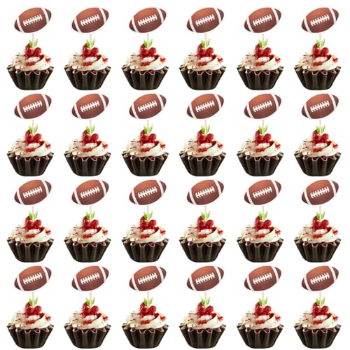 XIHIRCD 24 Stück Rugby-Cupcake-Topper, Fußball-Kuchenaufsatz Cupcake-Picker mit Fußballmotiv Super-Bowl-Party-Dekoration Rugbyball-Kuchenaufsatz Fußball-Cupcake-Picker für Geburtstagspartys XIHIRCD 24 Stück Rugby-Cupcake-Topper, Fußball-Kuchenaufsatz Cupcake-Picker mit Fußballmotiv Super-Bowl-Party-Dekoration Rugbyball-Kuchenaufsatz Fußball-Cupcake-Picker für Geburtstagspartys von XIHIRCD