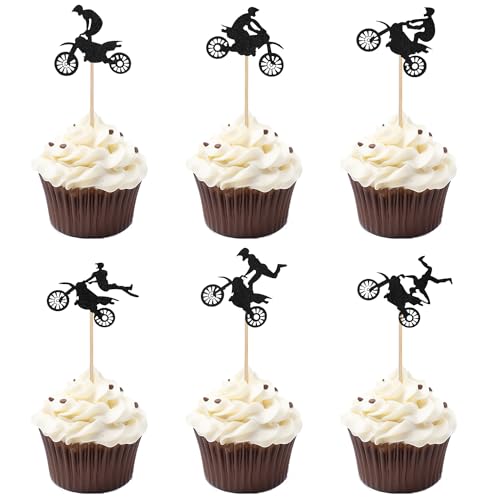 24st Motorrad Kuchen Topper, Schwarzer Glitzer Geburtstag Tortenstecker Motorrad Cupcake Picks Tortenaufsatz Motorrad für Sport Motocross Motto Geburtstagsparty Kuchendekorationen 24st Motorrad Kuchen Topper, Schwarzer Glitzer Geburtstag Tortenstecker Motorrad Cupcake Picks Tortenaufsatz Motorrad für Sport Motocross Motto Geburtstagsparty Kuchendekorationen von XIHIRCD