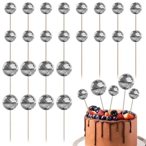 24stk Discokugel-Cupcake-Topper, Silberfarbene Kuchendekoration im 70er-Jahre-Stil 2 Größen Happy Birthday-Kuchenaufsatz Discokugel-Kuchenaufsätze für Partygeschenke zum Thema Disco 24stk Discokugel-Cupcake-Topper, Silberfarbene Kuchendekoration im 70er-Jahre-Stil 2 Größen Happy Birthday-Kuchenaufsatz Discokugel-Kuchenaufsätze für Partygeschenke zum Thema Disco von XIHIRCD