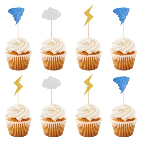 24stk Tornado-Cupcake-Topper, Süße Tornado-Wolken-Blitz-Cupcake Dekorationen Topper Tornado-Geburtstags-Cupcake-Topper Wetter-Kuchen-Dekorationen für Tornado-Geburtstagspartys 24stk Tornado-Cupcake-Topper, Süße Tornado-Wolken-Blitz-Cupcake Dekorationen Topper Tornado-Geburtstags-Cupcake-Topper Wetter-Kuchen-Dekorationen für Tornado-Geburtstagspartys von XIHIRCD