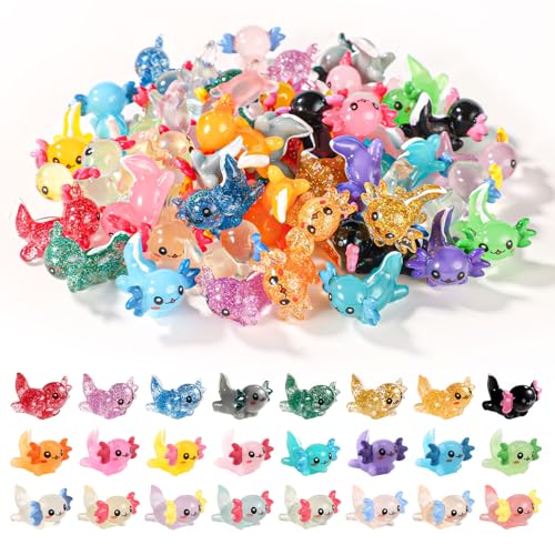 72stk Mini-Axolotl Kunstharz, 3 Stile Winzige Miniatur-Axolotl-Figuren Kleines Axolotl-Ornament-Spielzeug Anhänger für Heimwerkerarbeiten Garten Landschaftsgestaltung Puppenhaus Dekoration von XIHIRCD