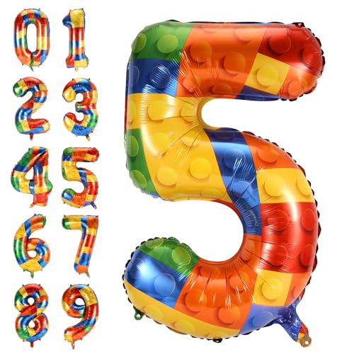 Ballon Zahlen, 81cm Großer Zahlenballon Heliumfolien-Mylar-Ballon für Kinder-Feiertagspartys, Mottopartys, Jungen und Mädchen-Geburtstagsparty-Dekorationen (5) von XIHIRCD