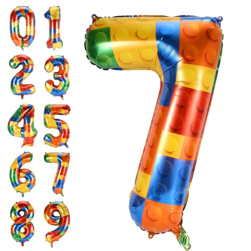 Ballon Zahlen, 81cm Großer Zahlenballon Heliumfolien-Mylar-Ballon für Kinder-Feiertagspartys, Mottopartys, Jungen und Mädchen-Geburtstagsparty-Dekorationen (7) von XIHIRCD