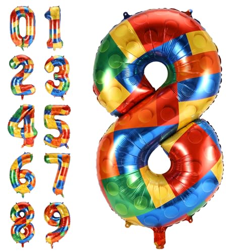 Ballon Zahlen, 81cm Großer Zahlenballon Heliumfolien-Mylar-Ballon für Kinder-Feiertagspartys, Mottopartys, Jungen und Mädchen-Geburtstagsparty-Dekorationen (8) von XIHIRCD