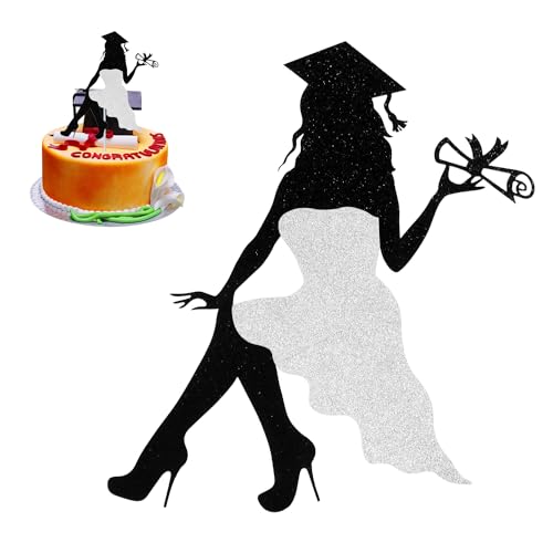 Glitzernder Abschluss Kuchenaufsatz, Mädchenform Kuchen Dekoration Abschlusszeugnis Graduation Cake Topper für High School College Senior Mädchen Abschlussthemen Partyzubehör Glitzernder Abschluss Kuchenaufsatz, Mädchenform Kuchen Dekoration Abschlusszeugnis Graduation Cake Topper für High School College Senior Mädchen Abschlussthemen Partyzubehör von XIHIRCD