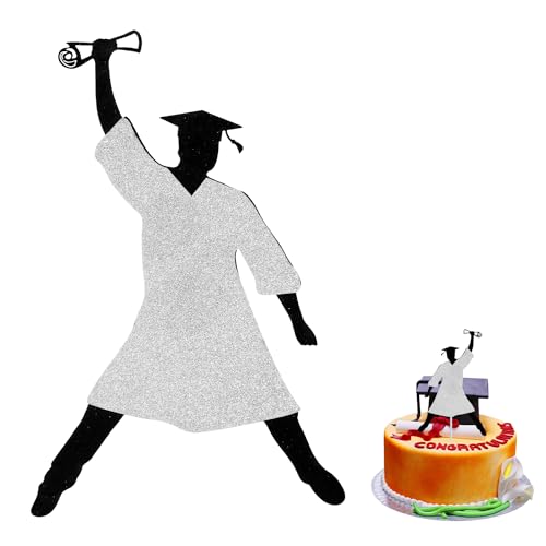 Glitzernder Abschluss Kuchenaufsatz, in Jungenform Kuchen Dekoration Graduierten Abschluss Diplom Graduation Cake Topper für College Älterer Junge Abschluss Motto Partyzubehör von XIHIRCD