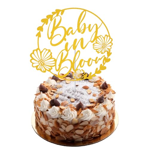 Tortenaufsatz Baby in Bloom, Doppelseitig Goldfarbener Glitzer-Kuchenaufsatz Tortendekoration zur Geschlechtsoffenbarung für Schwangerschaftsankündigung Geschlechtsoffenbarungsparty Tortenaufsatz Baby in Bloom, Doppelseitig Goldfarbener Glitzer-Kuchenaufsatz Tortendekoration zur Geschlechtsoffenbarung für Schwangerschaftsankündigung Geschlechtsoffenbarungsparty von XIHIRCD