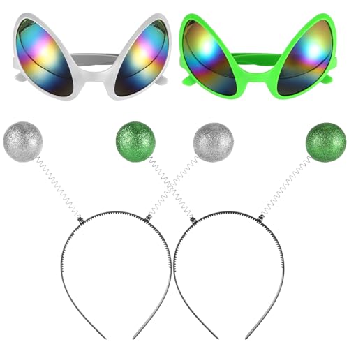 XIHIRCD 2 Paar Alien-Kostüme, Alien-Antennen Stirnband und Alien-Brillen Alien-Kostüm für Damen Alien Zubehör für Erwachsene und Kinder Oster Halloween Partydekorationen XIHIRCD 2 Paar Alien-Kostüme, Alien-Antennen Stirnband und Alien-Brillen Alien-Kostüm für Damen Alien Zubehör für Erwachsene und Kinder Oster Halloween Partydekorationen von XIHIRCD