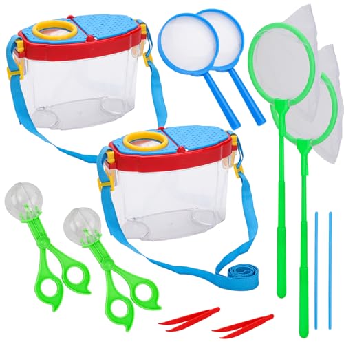 2 Sets Insektenfänger-Set für Kinder, Insektenkäfige mit Verstellbarem Riemen und Lupe Schmetterlingsnetz Kapsel-Insektenklammern Pinzette Spielzeug für Draußen Geburtstagsgeschenk 2 Sets Insektenfänger-Set für Kinder, Insektenkäfige mit Verstellbarem Riemen und Lupe Schmetterlingsnetz Kapsel-Insektenklammern Pinzette Spielzeug für Draußen Geburtstagsgeschenk von XIHIRCD