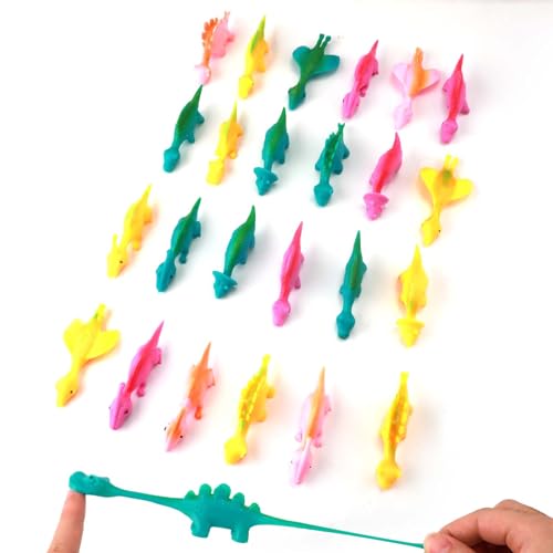 XIHIRCD 24 Stück Dinosaurier Spielzeug, Weicher Gummi Finger Dinosaurier Mini Fliegendes Dinosaurier Spielzeug Süße Tier Dinosaurier Partygeschenke als Geschenk für Jungen und Mädchen von XIHIRCD