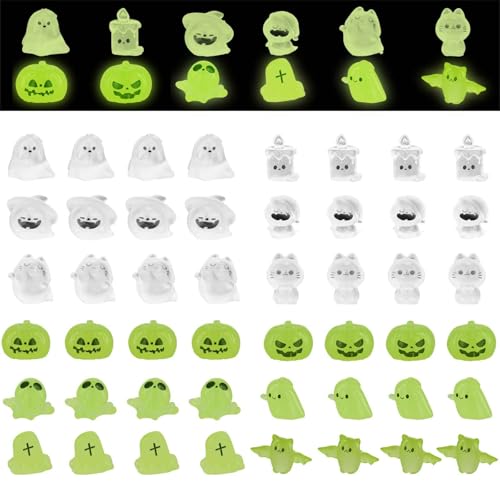 XIHIRCD 48stk Leuchtende Halloween-Minigeister aus Kunstharz, Winzige im Dunkeln Leuchtende Geister/Fledermäuse/Kürbisse Kleine Halloween-Geisterdekoration Miniaturgeister für Partys Puppenhäuser XIHIRCD 48stk Leuchtende Halloween-Minigeister aus Kunstharz, Winzige im Dunkeln Leuchtende Geister/Fledermäuse/Kürbisse Kleine Halloween-Geisterdekoration Miniaturgeister für Partys Puppenhäuser von XIHIRCD
