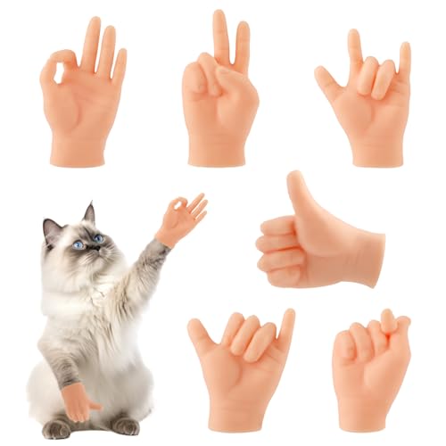 XIHIRCD 6 Stück Mini Hände für Katzen, 6 Gesten Silikon Kleine Hände für Katzenpfoten Lustige Katzenfinger Interaktives Spielzeug Realistische Hände Geschenke für Katzen Kätzchen Welpen XIHIRCD 6 Stück Mini Hände für Katzen, 6 Gesten Silikon Kleine Hände für Katzenpfoten Lustige Katzenfinger Interaktives Spielzeug Realistische Hände Geschenke für Katzen Kätzchen Welpen von XIHIRCD