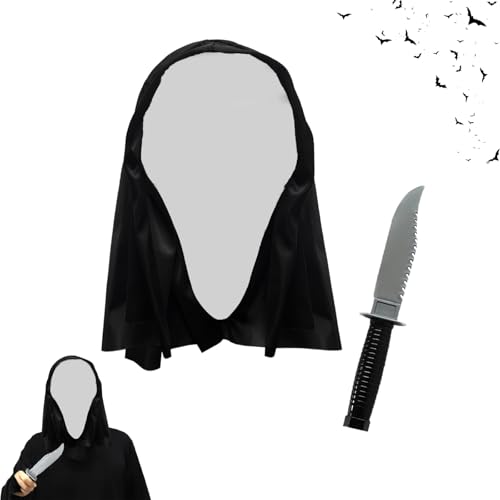 XILEPINAN 2 Stück Schrei Maske,Gruselige Schrei Maske, mit 1 Fake Messer, Halloween Ghostface, Scream Ghostface, Geeignet für Karneval, Maskerade, Halloween (1 Masken 1 Messer) von XILEPINGAN