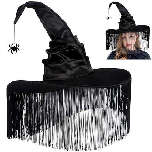 XIMEY Hexenhut, Hexenhut Damen, Hexen Kostüm Damen Zubehör, Hexenhut Schwarz, Hexenhut Groß, Hexenhut Kinder, Geeignet für Halloween Feiertagspartys, Cosplay, Karneval von XIMEY