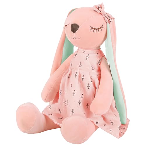 XIMEY Plüschtier Hase Kaninchen mit Schlappohren, 35cm Kuscheltier für Mädchen Babys,Plüschtier Stofftier (Rosa) von XIMEY