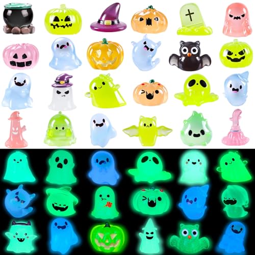 XIMISHOP 32 Stück Halloween-Mini-Figuren aus Kunstharz, leuchtende Halloween-Figuren, lustige kleine Kürbisse aus Kunstharz, Miniatur, kleine Halloween-Verzierungen, leuchten im Dunkeln, für XIMISHOP 32 Stück Halloween-Mini-Figuren aus Kunstharz, leuchtende Halloween-Figuren, lustige kleine Kürbisse aus Kunstharz, Miniatur, kleine Halloween-Verzierungen, leuchten im Dunkeln, für von XIMISHOP