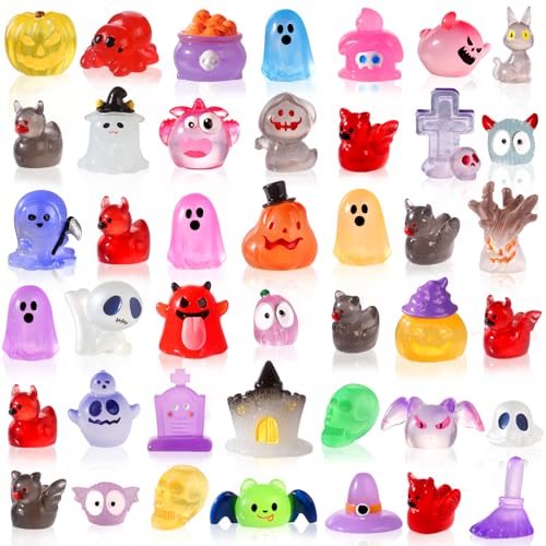 XIMISHOP 50 Stück Halloween Mini Leuchtende Harz Figuren, Miniatur Kleine Winzige Harzfiguren Verstecken Kunstharz Ornamente Kürbis Geist Schädel für Hausgartendekoration und Halloween Party Geschenk XIMISHOP 50 Stück Halloween Mini Leuchtende Harz Figuren, Miniatur Kleine Winzige Harzfiguren Verstecken Kunstharz Ornamente Kürbis Geist Schädel für Hausgartendekoration und Halloween Party Geschenk von XIMISHOP