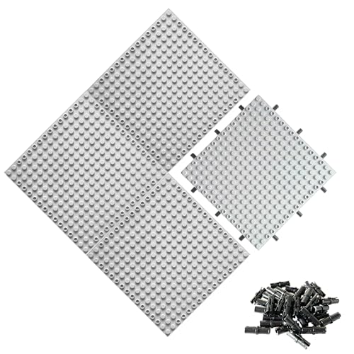 16 x 16 Brick Classic Grundplatte Bauplatten für Bausteine 65803 (Grau (4 Stück)) von XIN·SHI