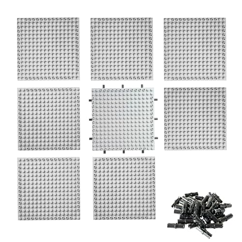 16 x 16 Brick Classic Grundplatte Bauplatten für Bausteine 65803 (Grau (8 Stück)) von XIN·SHI