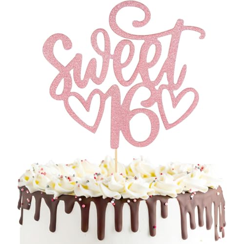 XINCHENG 1 Packung Sweet 16 Cake Topper, Glitter 16. Geburtstag Kuchendekoration, 16. Geburtstag, Party-Kuchendekoration, Cupcake-Topper für Cheers bis 16 Jahre alt XINCHENG 1 Packung Sweet 16 Cake Topper, Glitter 16. Geburtstag Kuchendekoration, 16. Geburtstag, Party-Kuchendekoration, Cupcake-Topper für Cheers bis 16 Jahre alt von XINCHENG