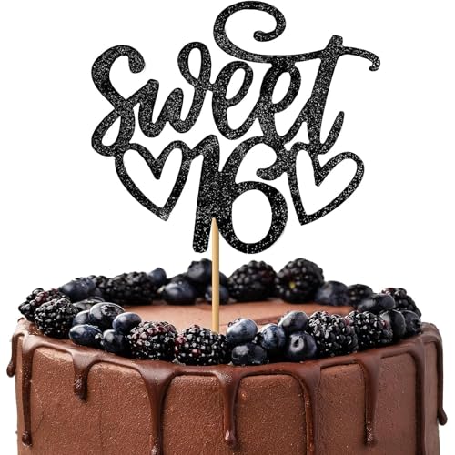 XINCHENG 1 Packung Sweet 16 Cake Topper, Glitter 16. Geburtstag Kuchendekoration, 16. Geburtstag, Party-Kuchendekoration, Cupcake-Topper für Cheers bis 16 Jahre alt XINCHENG 1 Packung Sweet 16 Cake Topper, Glitter 16. Geburtstag Kuchendekoration, 16. Geburtstag, Party-Kuchendekoration, Cupcake-Topper für Cheers bis 16 Jahre alt von XINCHENG