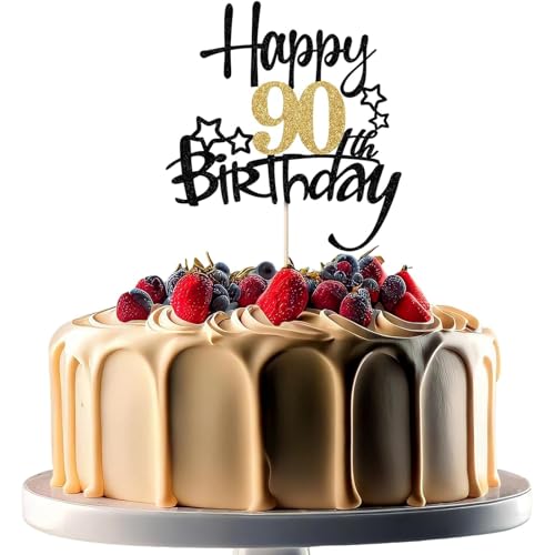 XINCHENG 1 x Geburtstagskuchenaufsatz, schwarz und goldfarben, glitzernde Kuchendekoration, Happy 21th Birthday, für Männer und Frauen, Motto-Party XINCHENG 1 x Geburtstagskuchenaufsatz, schwarz und goldfarben, glitzernde Kuchendekoration, Happy 21th Birthday, für Männer und Frauen, Motto-Party von XINCHENG