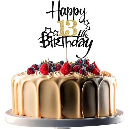 XINCHENG 1 x Geburtstagskuchenaufsatz, schwarz und goldfarben, glitzernde Kuchendekoration, Happy 90th Birthday, für Männer und Frauen, Motto-Party XINCHENG 1 x Geburtstagskuchenaufsatz, schwarz und goldfarben, glitzernde Kuchendekoration, Happy 90th Birthday, für Männer und Frauen, Motto-Party von XINCHENG