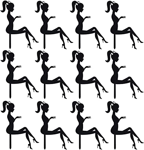 XINCHENG 12 Stück Cake Topper, Acryl Kuchen Aufsatz Deko, High Heel Girl Tortendeko, Lady Silhouette Hochzeit Geburtstagstorte Topper, Schwarz XINCHENG 12 Stück Cake Topper, Acryl Kuchen Aufsatz Deko, High Heel Girl Tortendeko, Lady Silhouette Hochzeit Geburtstagstorte Topper, Schwarz von XINCHENG