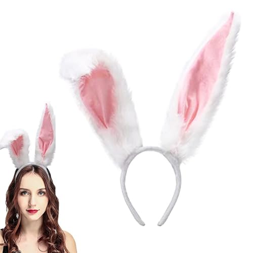 XINCHENG Hasenohren Stirnband, Hasenohren Haarbänder, Weiß und Rosa Bunny Stirnband, Bunny Ohren Stirnband Plüsch Ostern Kind Erwachsene Ostern Kostüm von XINCHENG