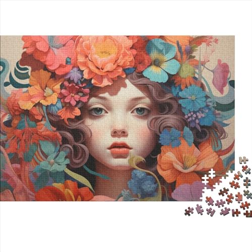 Blumenmädchen Holzpuzzle 1000 Teile Geschenke Für Frauen, Kunst Malerei Männer,Holzpuzzle Erwachsene 1000pcs (75x50cm) von XINCHENMM