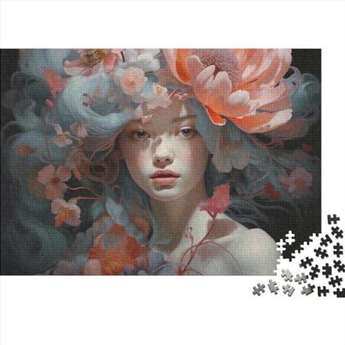 Blumenmädchen Puzzle 300 Teile Erwachsene 300 Teile Jigsaw Kunst Malerei Puzzles Für Wohnkultur Wandkunst 300pcs (40x28cm) von XINCHENMM