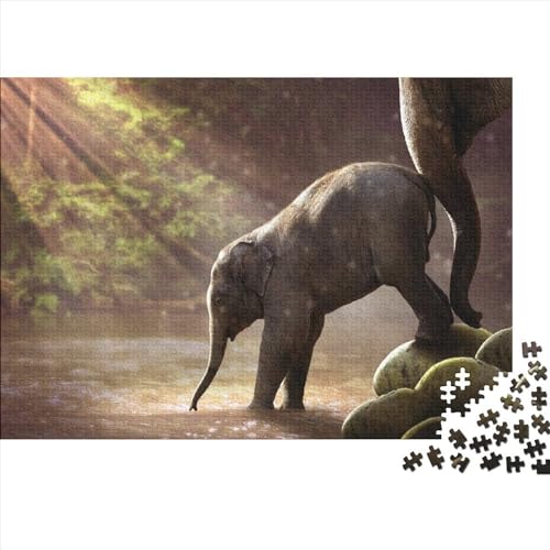 Elefant Holzpuzzle 500 Teile Geschenke Für Frauen, Tiere Männer,Holzpuzzle Erwachsene 500pcs (52x38cm) von XINCHENMM
