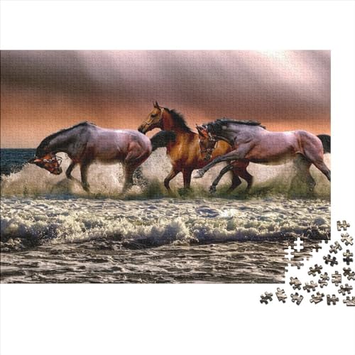 Pferd Holzpuzzle 1000 Teile Geschenke Für Frauen, Tiere Männer,Holzpuzzle Erwachsene 1000pcs (75x50cm) von XINCHENMM