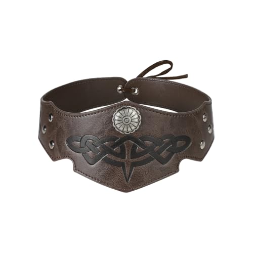 Halloween Wikinger Kopfschmuck Kunstleder Stirnband mit Verstellbar Schnalle Kopfbedeckung Mittelalter Haarbedeckung Haarband Renaissance Haarschmuck Wikinger Kostüm Accessoire für Karneval Cosplay von XINCHI
