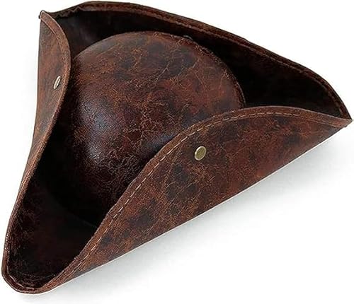 Piratenhut Halloween Herren Piratenmütze Damen Piraten Kostüm Braun Distressed Leder Erwachsene Pirat Dreispitz Piraten Hut Piraten Mütze Mittelalter Kostüm Mütze für Halloween Themenpartys Cosplay von XINCHI
