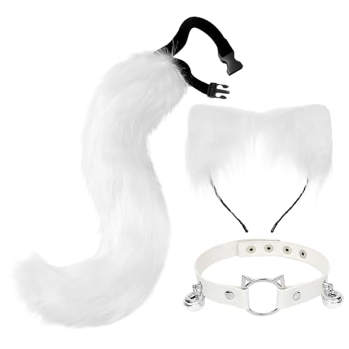 Fuchs-Kunstfellschwanz, Katzenohren, Stirnband, Halloween-Party, Kostüm, Halsband, Cosplay-Set, Damen, niedliche Katze, Cosplay, Haarreifen, langer Schwanz, flauschiger Wolf, Fuchs, Kostüm, Tier Fuchs-Kunstfellschwanz, Katzenohren, Stirnband, Halloween-Party, Kostüm, Halsband, Cosplay-Set, Damen, niedliche Katze, Cosplay, Haarreifen, langer Schwanz, flauschiger Wolf, Fuchs, Kostüm, Tier von XINCHIA