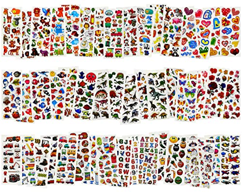 3D Aufkleber für Kinder, 1400+ Geschwollen Stickers Set für Jungen Mädchen Mitgebsel Kindergeburtstag Gastgeschenke, Buchstab, Tier, Obst, Schmetterling, Einhorn, Blume, Autos, Dinosaurier und mehr 3D Aufkleber für Kinder, 1400+ Geschwollen Stickers Set für Jungen Mädchen Mitgebsel Kindergeburtstag Gastgeschenke, Buchstab, Tier, Obst, Schmetterling, Einhorn, Blume, Autos, Dinosaurier und mehr von XINDY