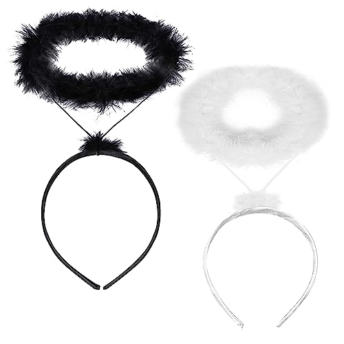 XINDY 2 Stücke Heiligenschein Engel Schwarzer und Weiß Engel Haarreif, Engel Kopfschmuck Halloween Kostüm Haarreif für Christkind Engel kostüm Damen Herren Kinder Accessoires, Karneval und Fasching XINDY 2 Stücke Heiligenschein Engel Schwarzer und Weiß Engel Haarreif, Engel Kopfschmuck Halloween Kostüm Haarreif für Christkind Engel kostüm Damen Herren Kinder Accessoires, Karneval und Fasching von XINDY