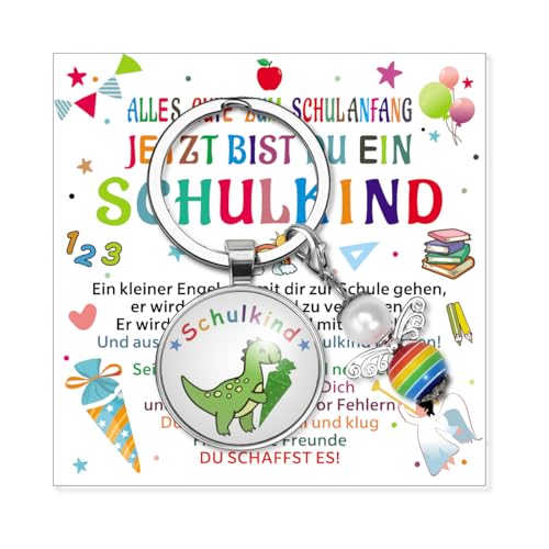 XINDY Einschulung Geschenk Jungen Dinosaurier Schutzengel Schlüsselanhänger Schulkind 2025 Junge Schultüte Füllung Glücksbringer Schulanfang mit Karte Schulanfang Jungen Geschenke zur Einschulung XINDY Einschulung Geschenk Jungen Dinosaurier Schutzengel Schlüsselanhänger Schulkind 2025 Junge Schultüte Füllung Glücksbringer Schulanfang mit Karte Schulanfang Jungen Geschenke zur Einschulung von XINDY