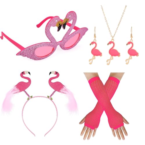 XINDY Flamingo Kostüm Damen, Flamingo Haarreif Hawaii Haarschmuck Flamingo Brille Handschuhe Flamingo Halskette Flamingo Ohrringe für Hawaii Kostüm Flamingo Party Fasching Karneval Kostüm Damen XINDY Flamingo Kostüm Damen, Flamingo Haarreif Hawaii Haarschmuck Flamingo Brille Handschuhe Flamingo Halskette Flamingo Ohrringe für Hawaii Kostüm Flamingo Party Fasching Karneval Kostüm Damen von XINDY