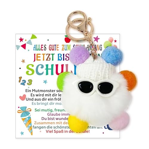 XINDY Glücksbringer Schulanfang Junge Mädchen, Glücksbringer Schule, Schlüsselanhänger Schulkind 2025 Endlich Schulkind Karte, Schulanfang Jungen Geschenke zur Einschulung, Weiß XINDY Glücksbringer Schulanfang Junge Mädchen, Glücksbringer Schule, Schlüsselanhänger Schulkind 2025 Endlich Schulkind Karte, Schulanfang Jungen Geschenke zur Einschulung, Weiß von XINDY