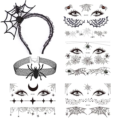 XINDY Halloween Spinnennetz Haarreif Halloween Stirnband Spinnen Haarschmuck mit Halsketten Spinnen Gesichtstattoo für Frauen Mädchen Karneval Halloween Cosplay Kostüm Partyzubehör XINDY Halloween Spinnennetz Haarreif Halloween Stirnband Spinnen Haarschmuck mit Halsketten Spinnen Gesichtstattoo für Frauen Mädchen Karneval Halloween Cosplay Kostüm Partyzubehör von XINDY