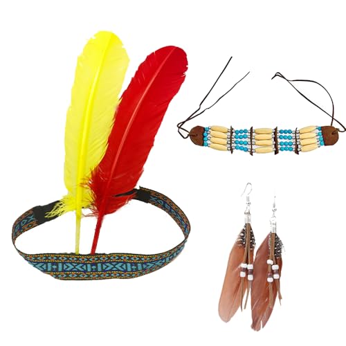 XINDY Indianer Kopfschmuck Damen Indianer Federn Kopfschmuck Feder Haarschmuck Stirnband Indianer Schmuck Halskette Ohrringe für Indianer kostüm Fasching Karneval kostüme Indianer Accessoire Damen XINDY Indianer Kopfschmuck Damen Indianer Federn Kopfschmuck Feder Haarschmuck Stirnband Indianer Schmuck Halskette Ohrringe für Indianer kostüm Fasching Karneval kostüme Indianer Accessoire Damen von XINDY